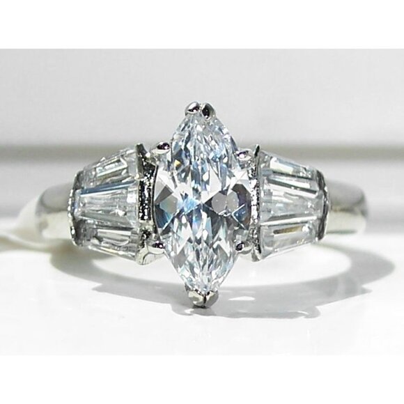 Jewelry - STAINLESS STEEL Marquise & Baguette Cubic Zirconia Ring